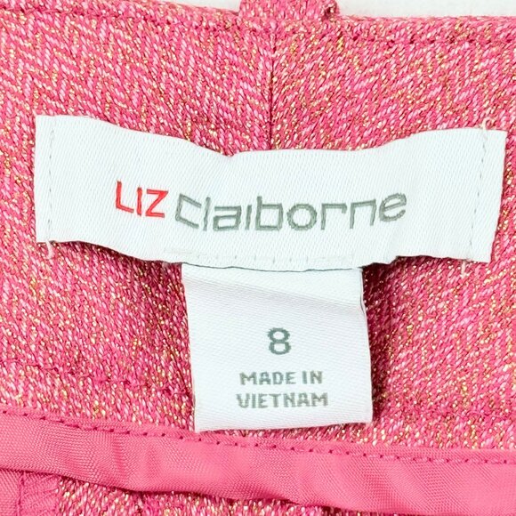 Liz Claiborne Women's Frozen Berry Metallic Contoured Waistband Trouser Sz 8 NWT - Picture 7 of 12